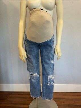 Best EVER distressed cropped straight-leg maternity Jeans 29